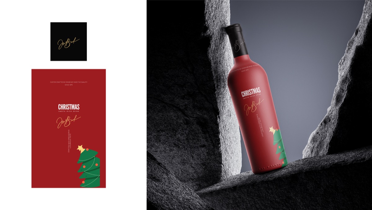 Christmas Smooth Irish Drink Bottle Label Template – Red Tree Design, from Brandex