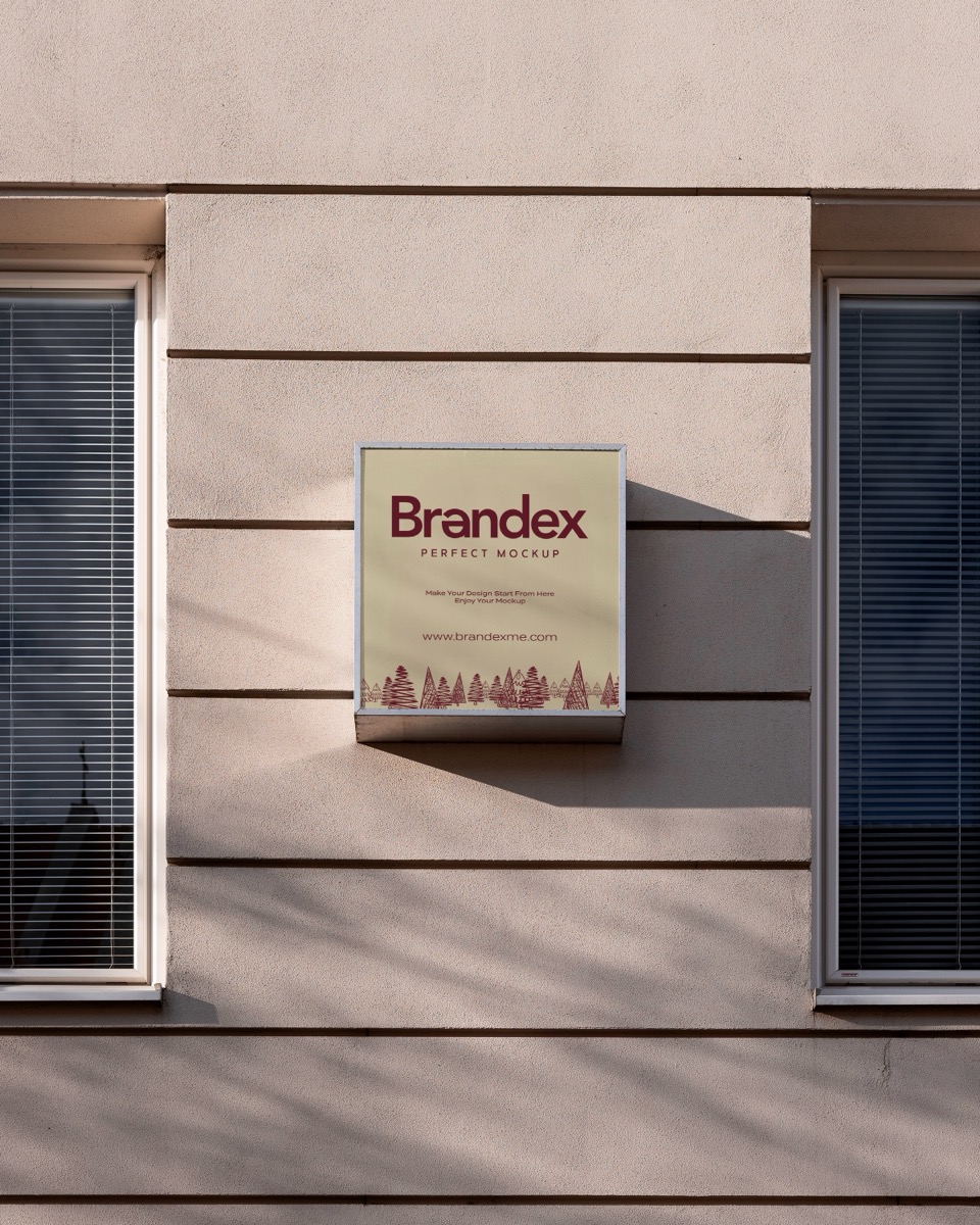 Outdoor Building Facade Wall Sign Mockup Realistic Branding, from Brandex