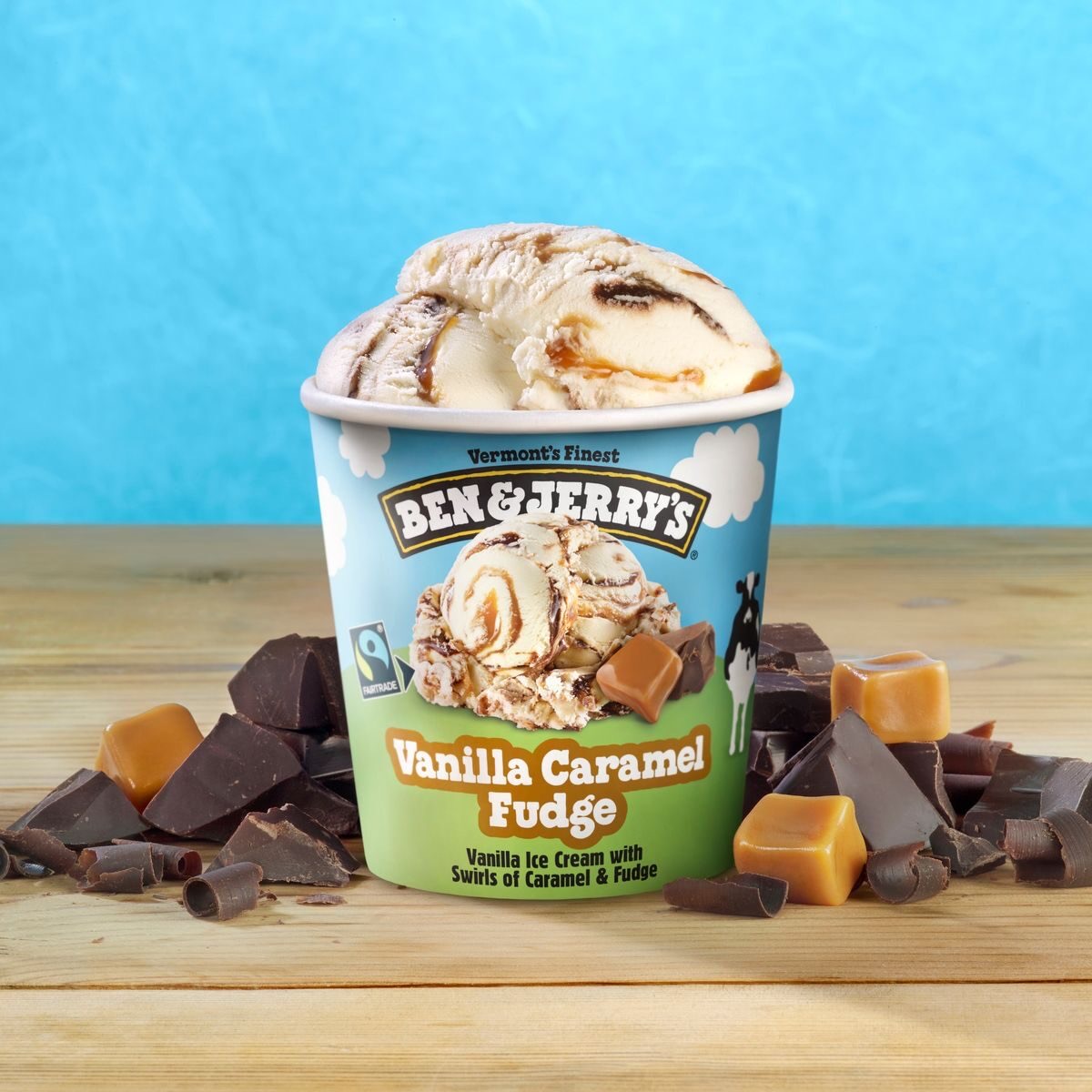 Ben & Jerry's — Vanilla Caramel Fudge packaging, pre-press by OHG