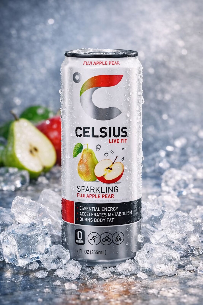 Celsius Fuji Apple Pear packaging, pre-press by OHG