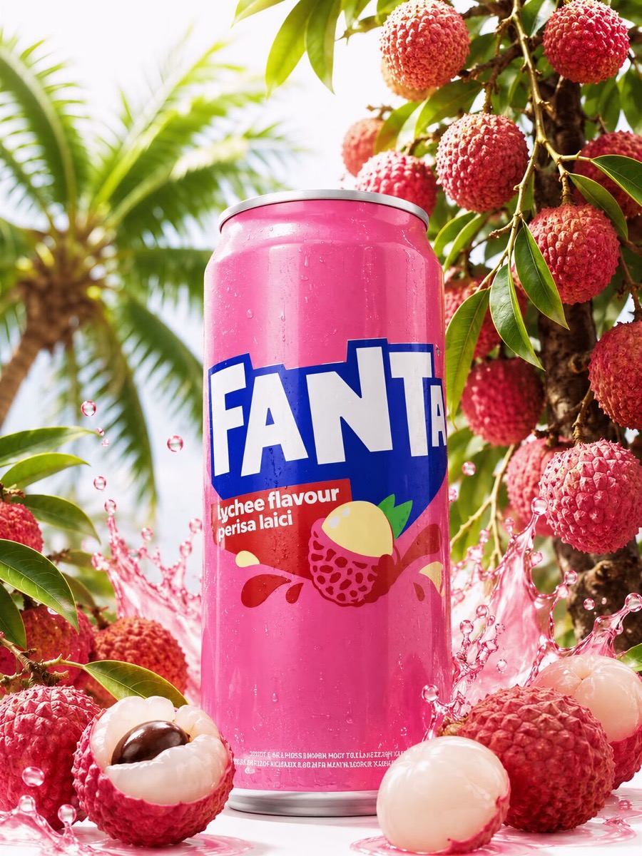 Fanta Lychee packaging, pre-press by OHG