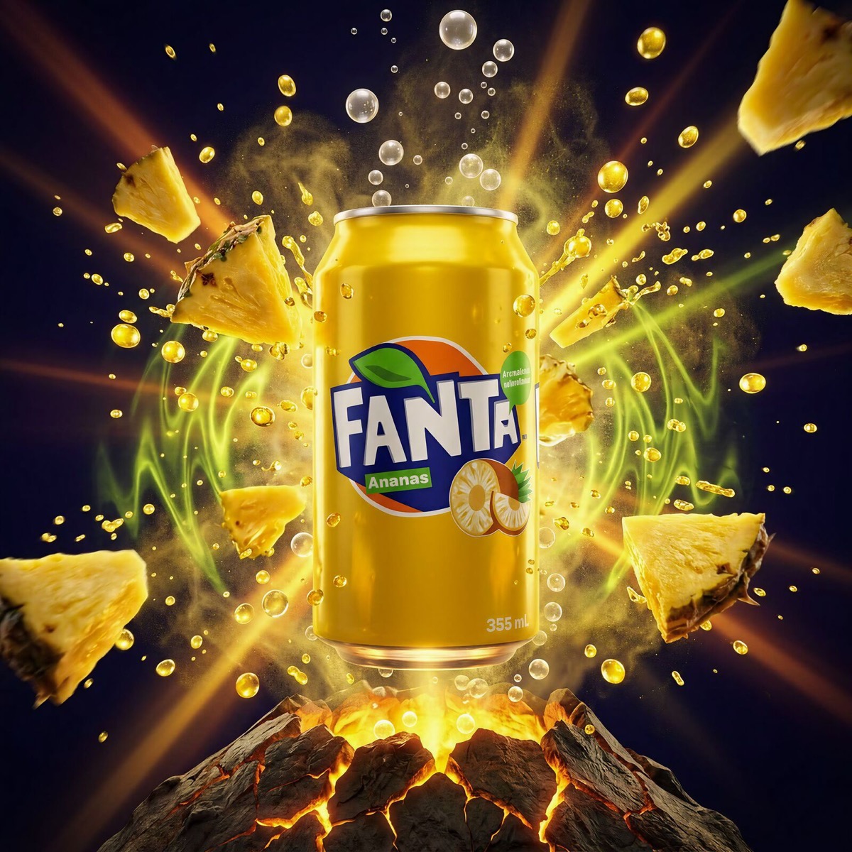 Fanta Pineapple packaging, pre-press by OHG