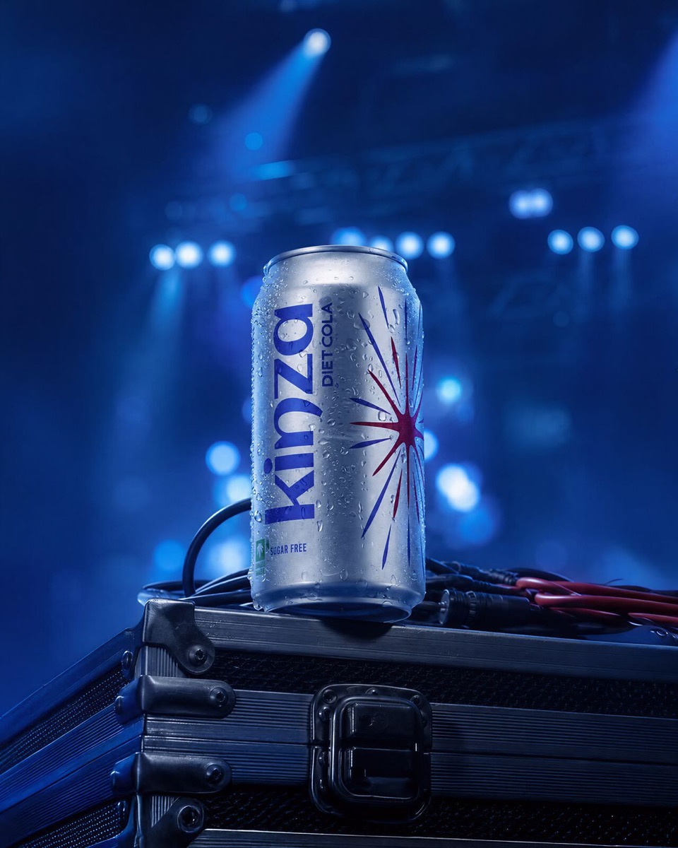 Kinza Diet Cola packaging, pre-press by OHG